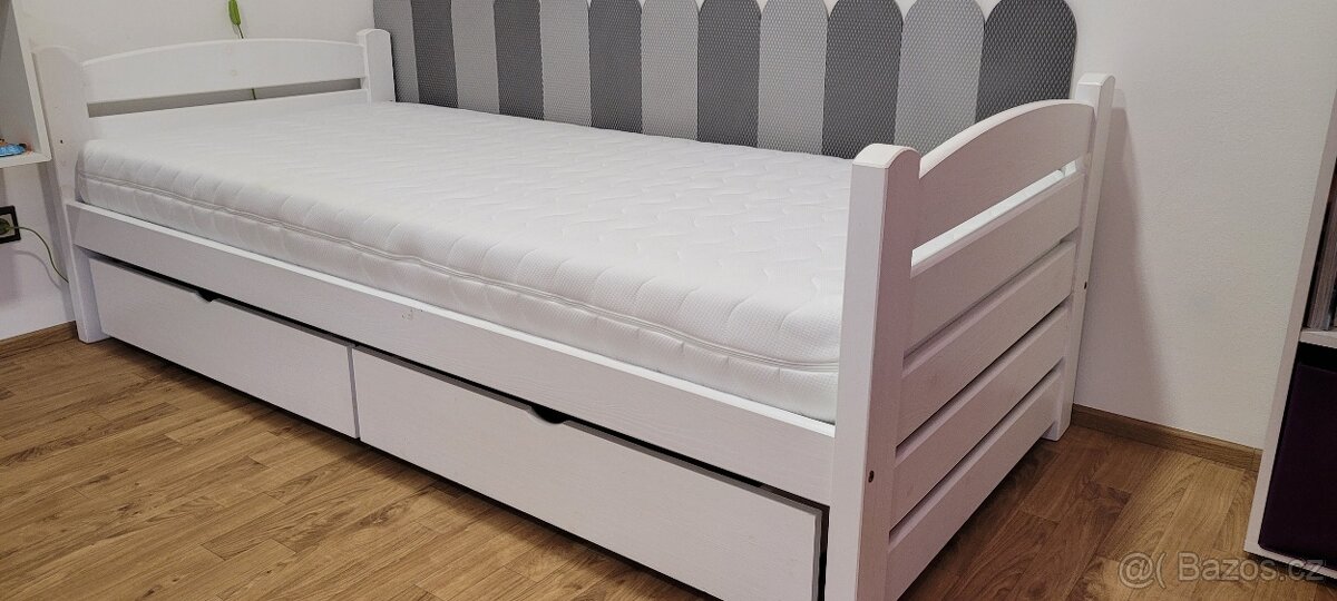 Dětská postel Kamil masiv bílá 200x90cm