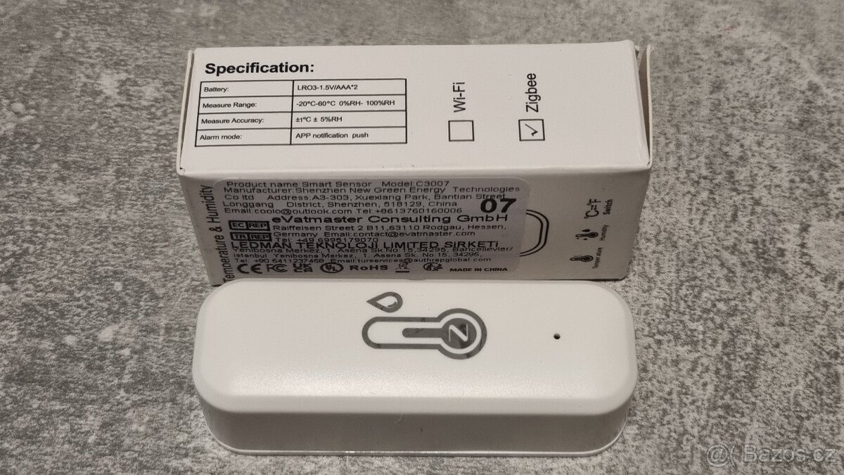 Smart home Zigbee teploměr, vlhkoměr