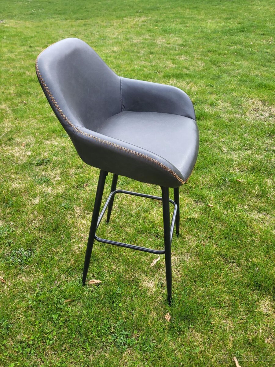 Koženková barová stolička, kovová