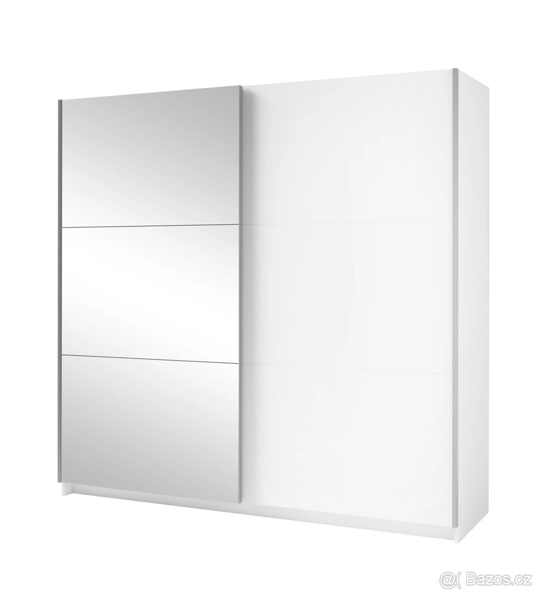 Bílá šatní skříň se zrcadlem