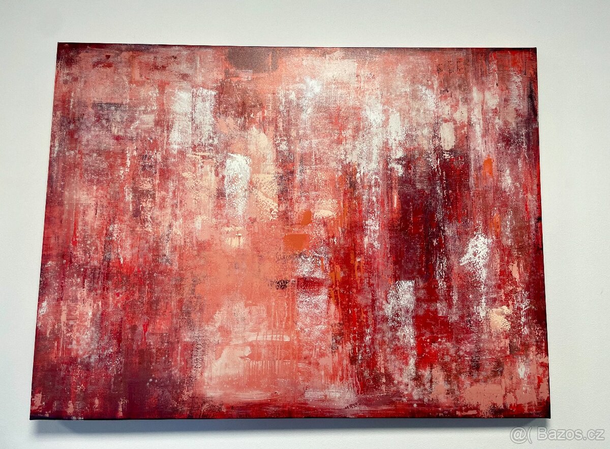 KARE obraz s ručními tahy Abstract Red 90 x 120 cm TOP STAV