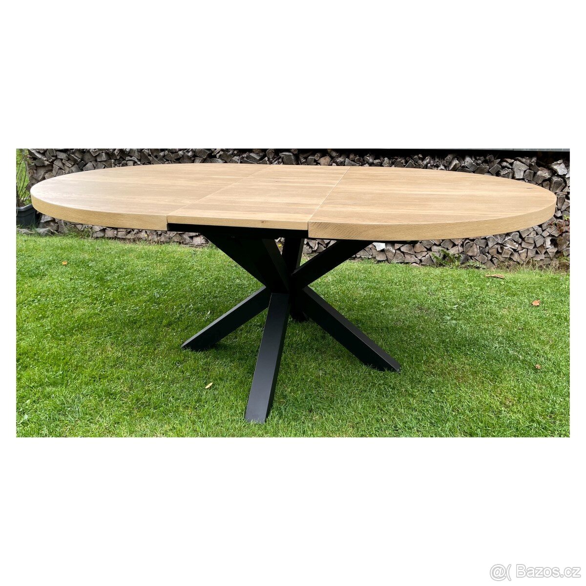 Masivní rozkládací jídelní stůl Metalox 150+40 cm – dub, kov