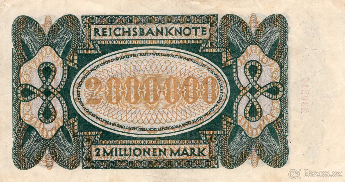 Německá bankovka 2 millionen Mark 1923, Pěkná