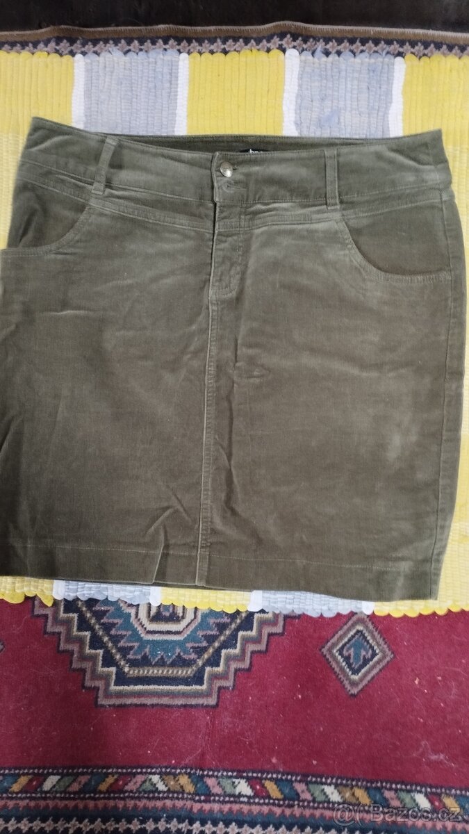 Khaki manšestrová sukně