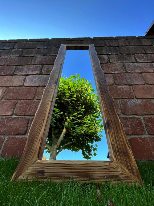 Zrcadlo v masívním, kartáčovaném rámu 50x130 cm