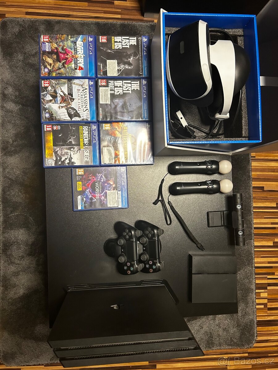 Playstation 4 Pro + Vr + 4 ovladače + 7 her
