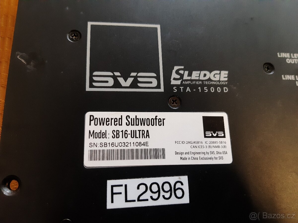 SVS subwoofer - zesilovač panel