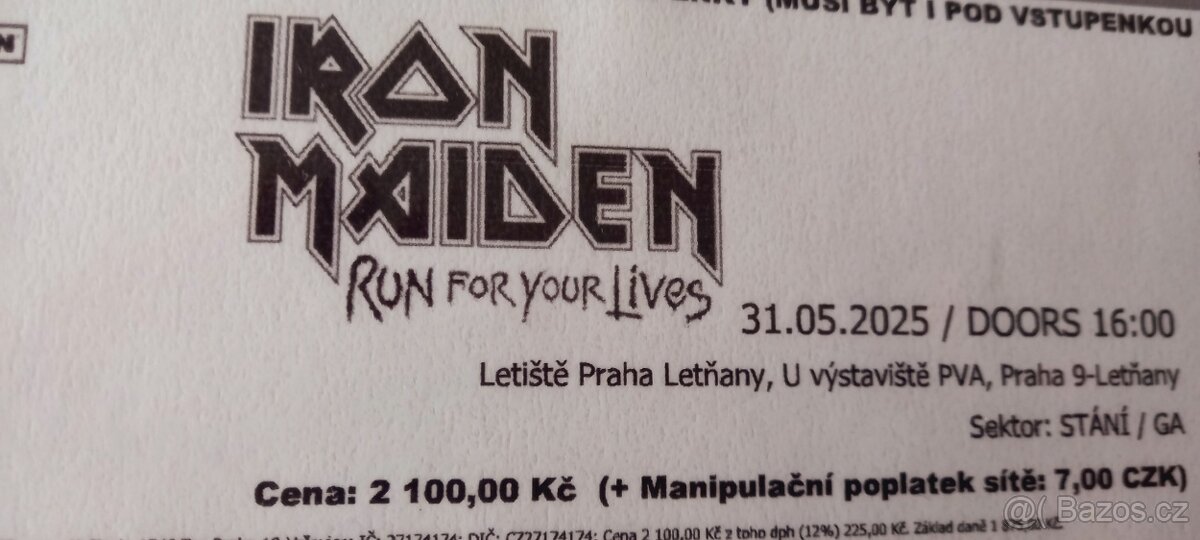 Iron Maiden 2 x vstupenky