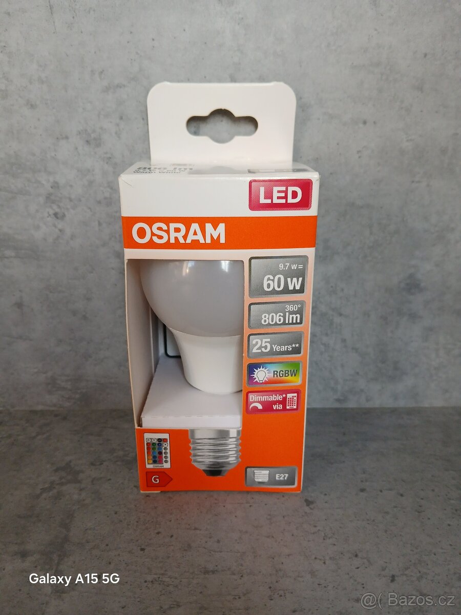 LED žárovka A60 E27 9W = 60W OSRAM STAR RGBW DÁLKOVÝ OVLADAČ