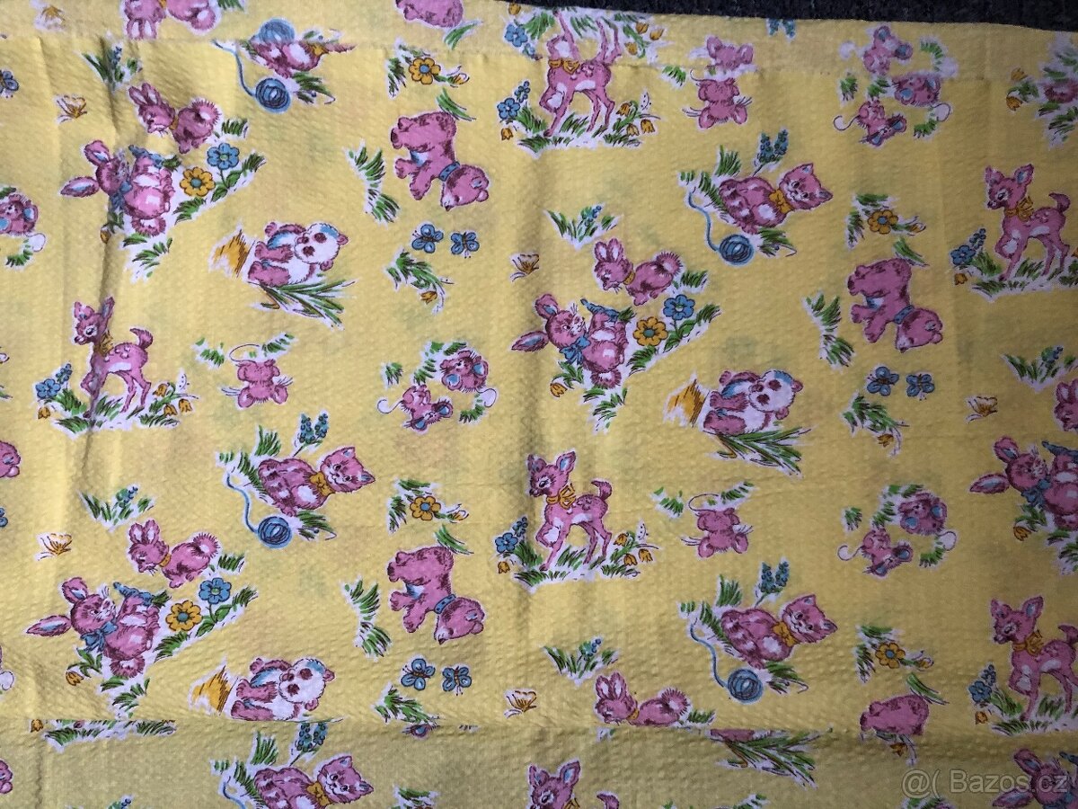 Retro látka dětský motiv, krep