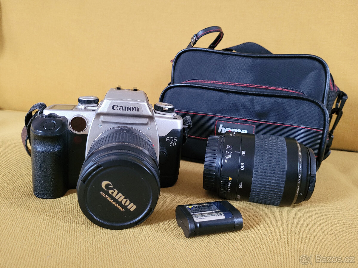 CANON EOS 50 + objektivy 28–80 mm + 80–200 mm