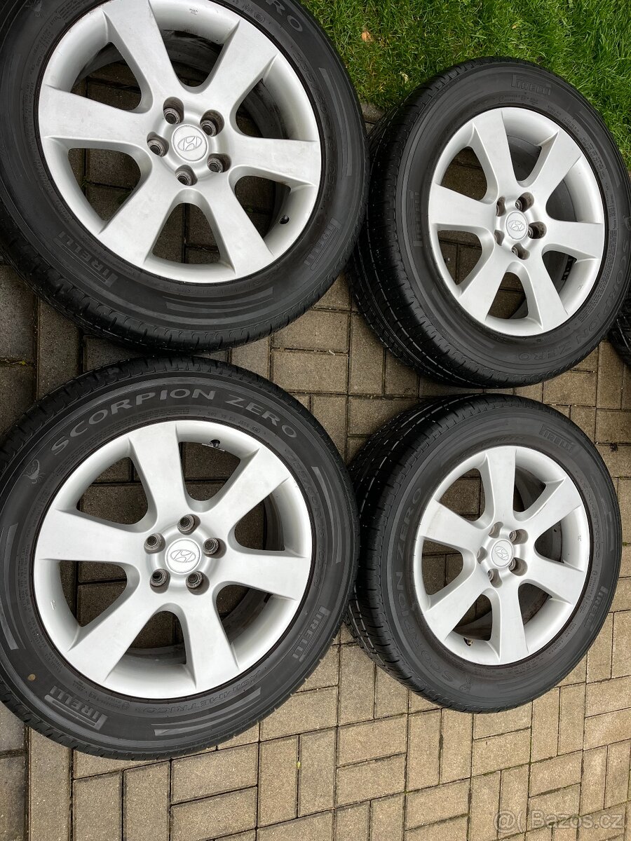 4x alu disky 5x114 R18, + matky, letní pneu 70%