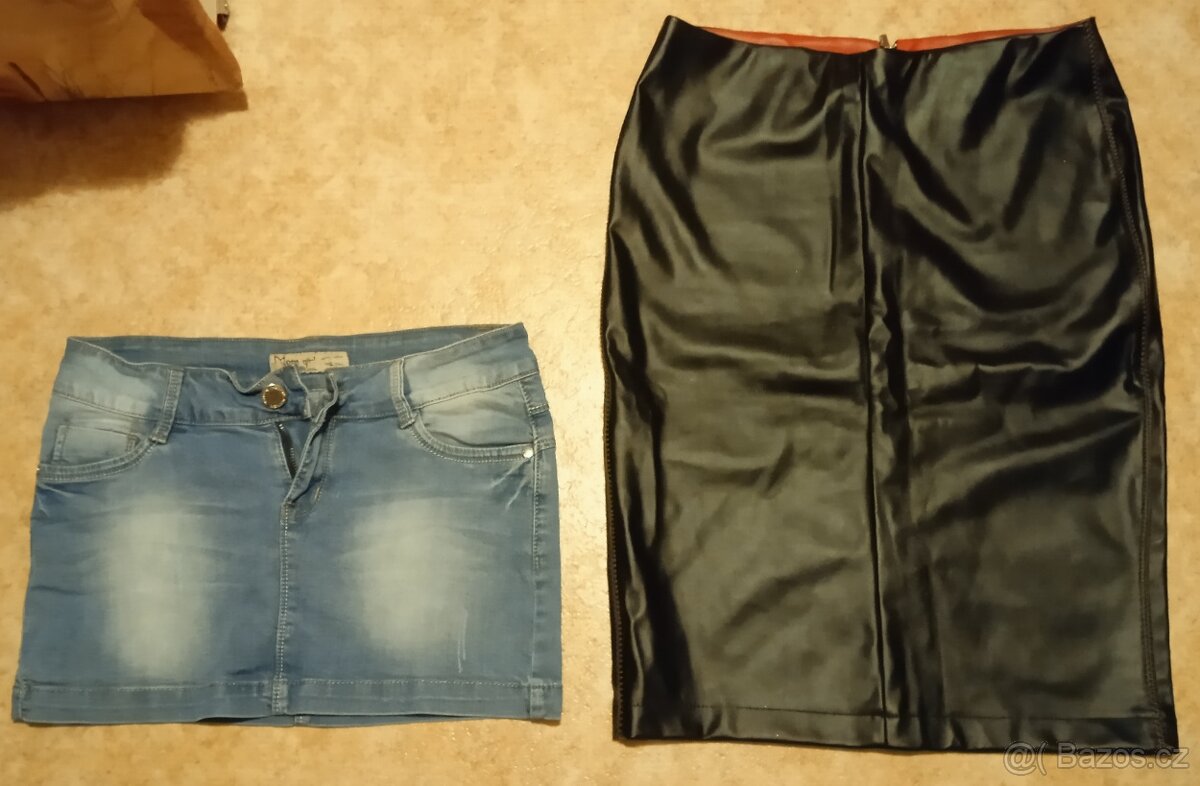Kožená a džínová sukně