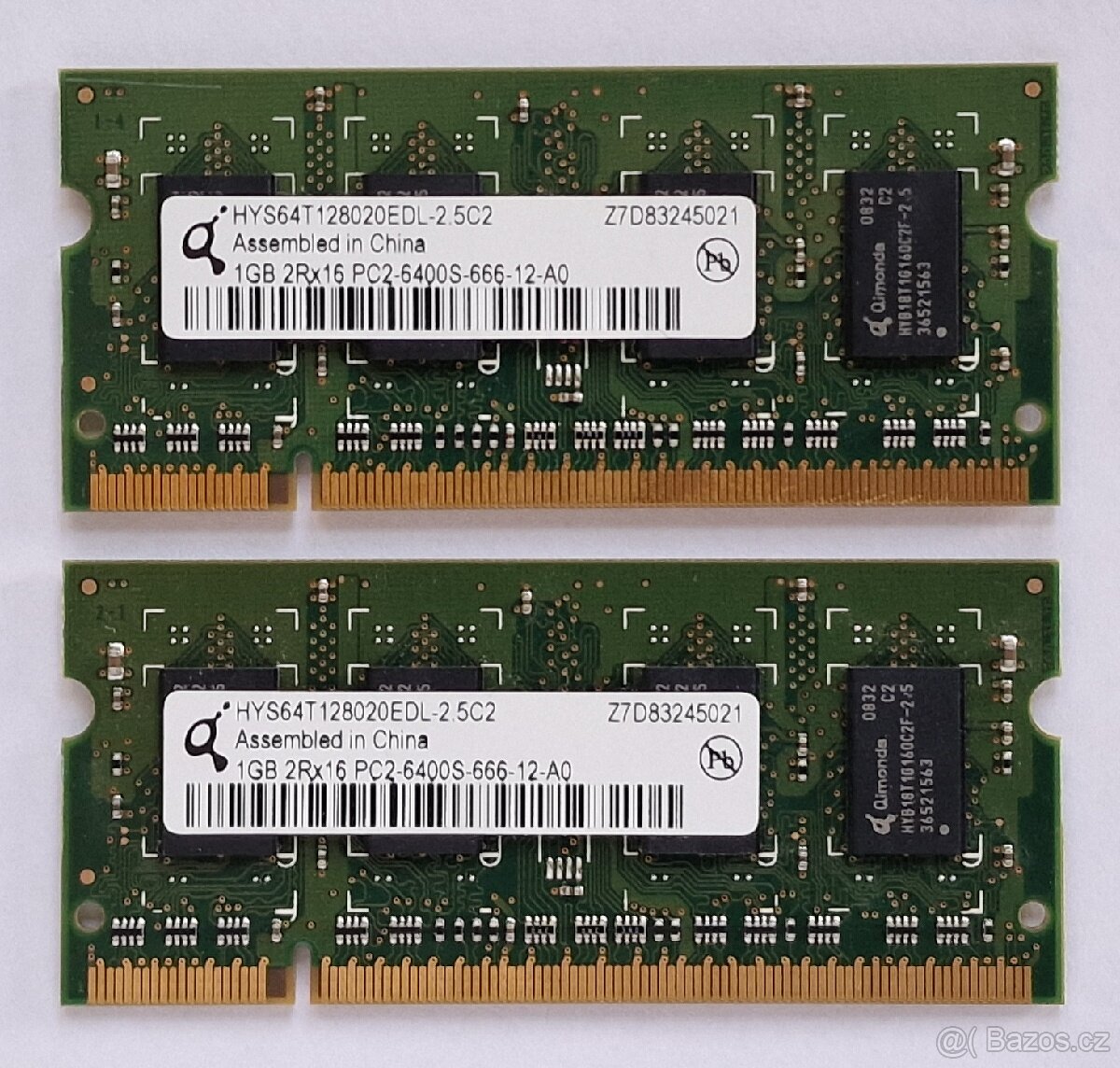 Dohromady 2GB (2x 1GB) RAM SO-DIMM DDR2 do notebooku.