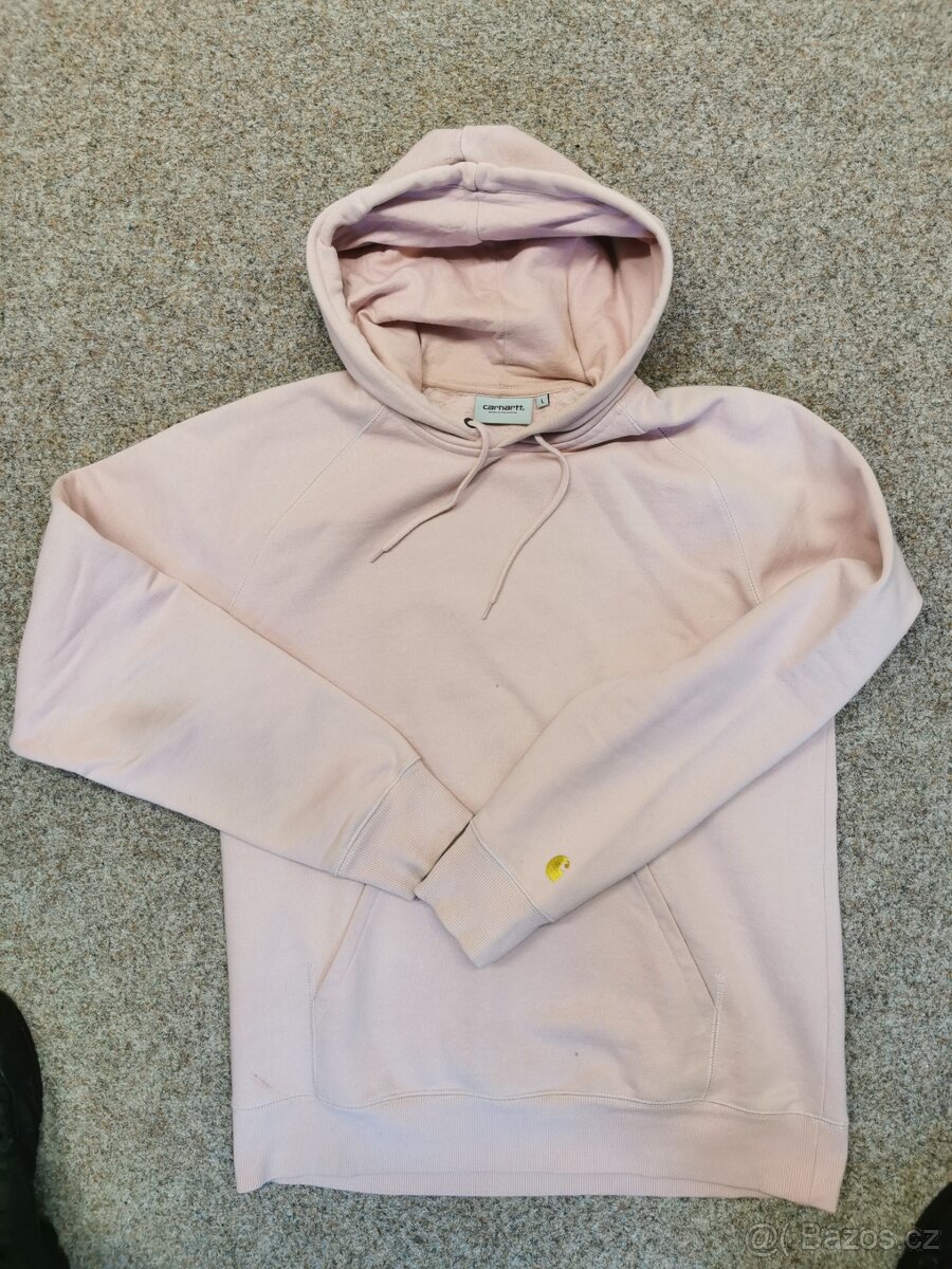 Carhartt Chase Hoodie L - pánská mikina světle růžová