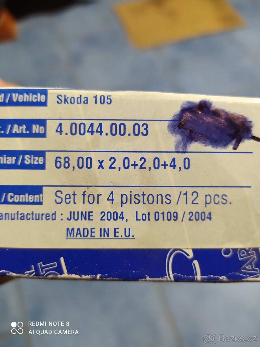 Škoda 105.130 pistní krouzky
