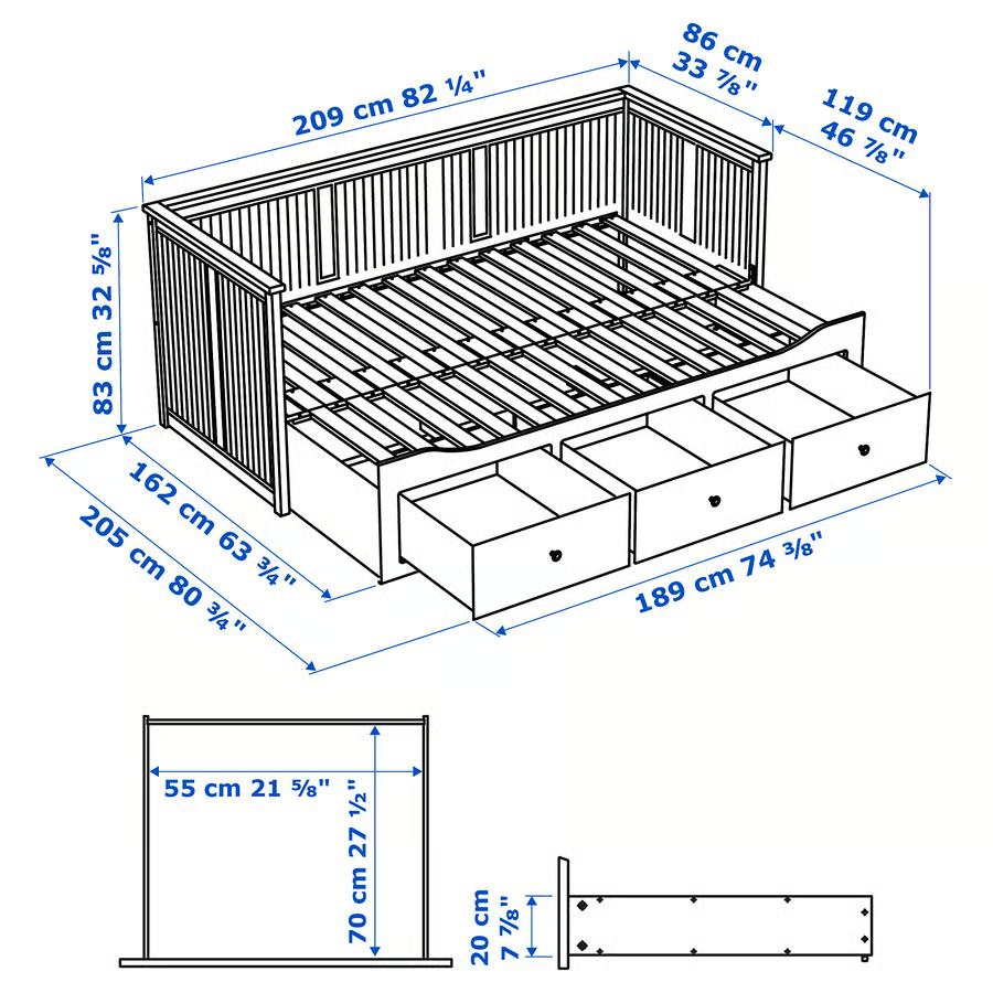 Rozkládací postel HEMNES Ikea