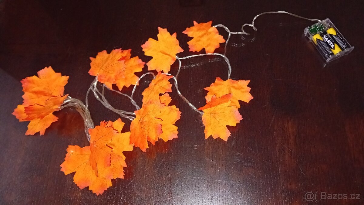 3x sada svítící lístečky / blikající LED světýlka Javor