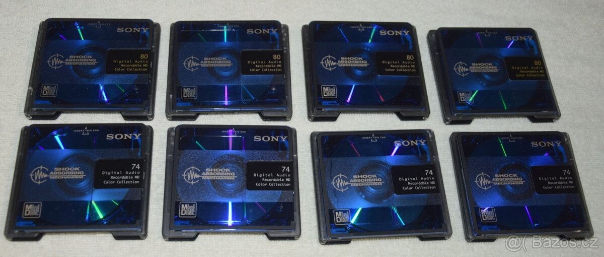 MD minidisc SONY 74/80min., super stav, s obaly, sada 8ks