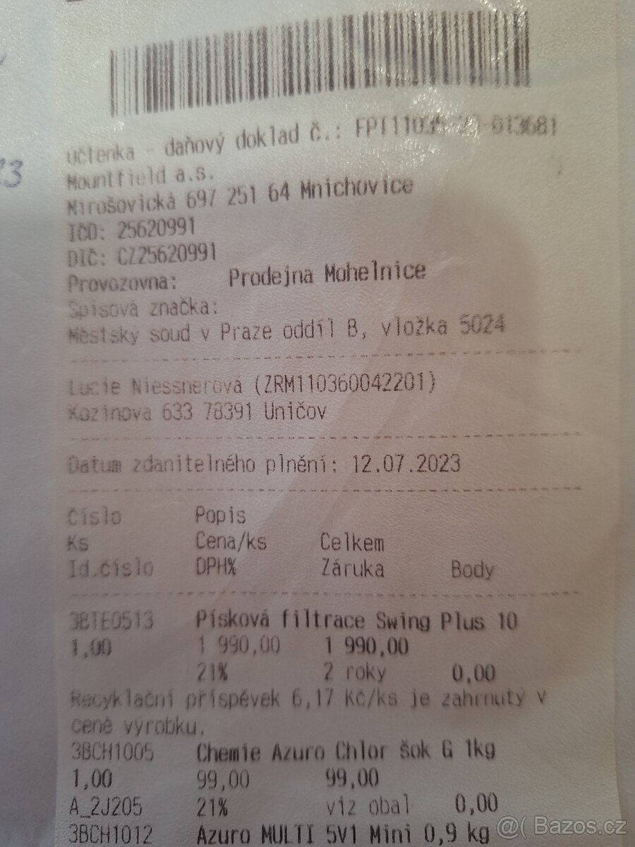 bazénová filtrace