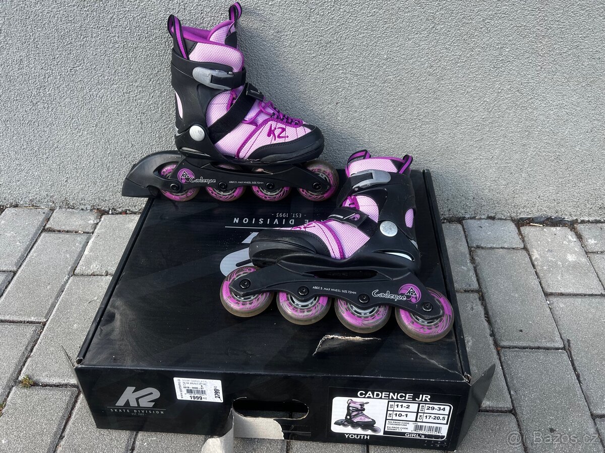 Prodám dětské rostoucí in line brusle K2 + chrániče