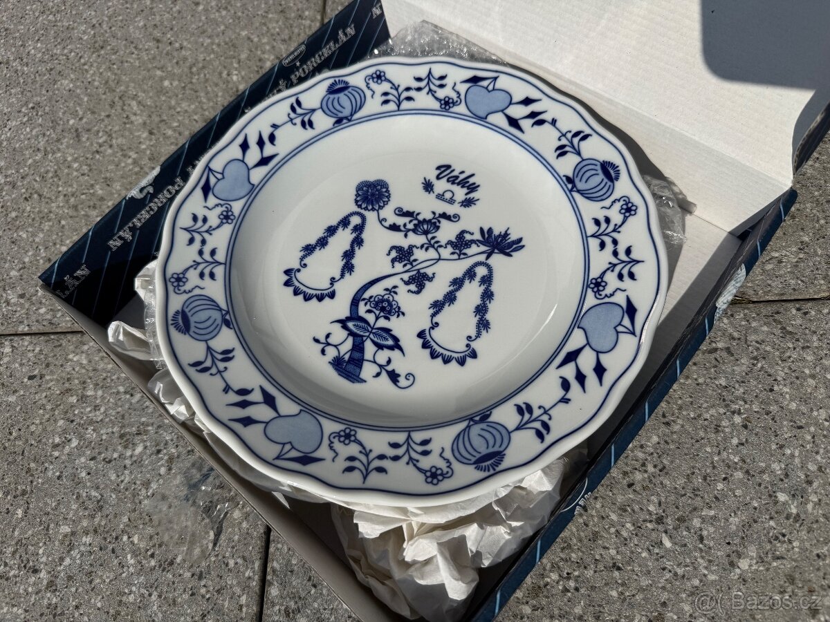 Talíř mělký 24 cm, Váhy, (i na zeď), Cibulák, originální