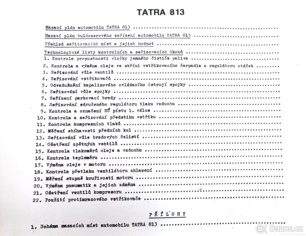 Tatra 813 technologické listy, Tatra 815 ošetřování