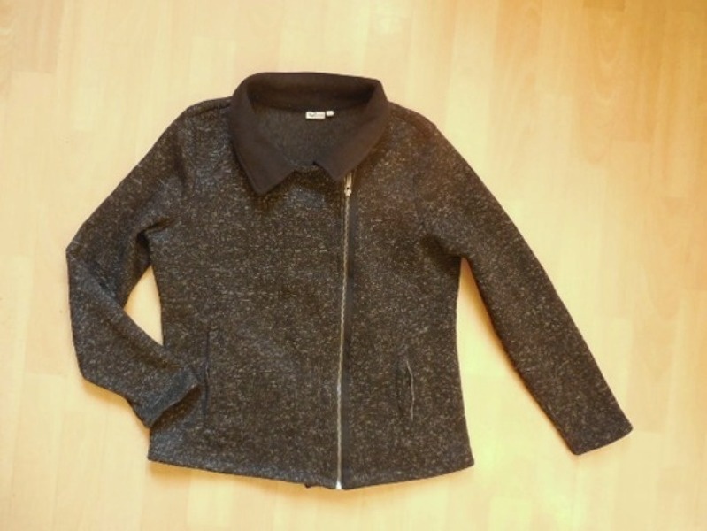 dámská Up Fashion tm.šedočerná mikina,svetr, zip, 44/L-XL