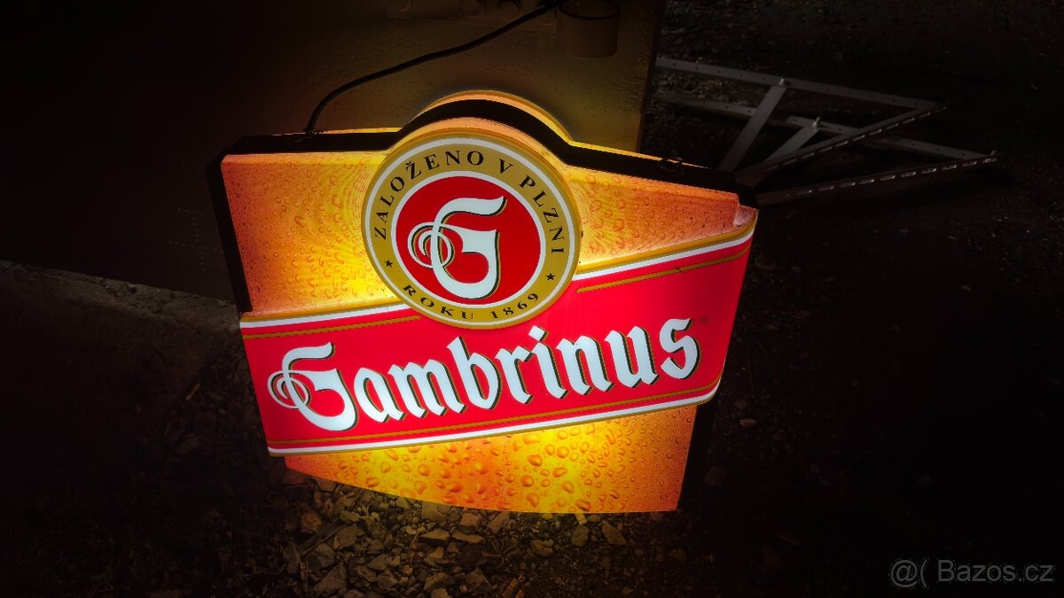 Gambrinus - svítící cedule