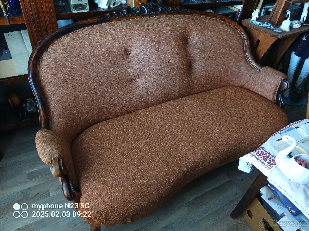Starožitná sofa sedačka+kreslo