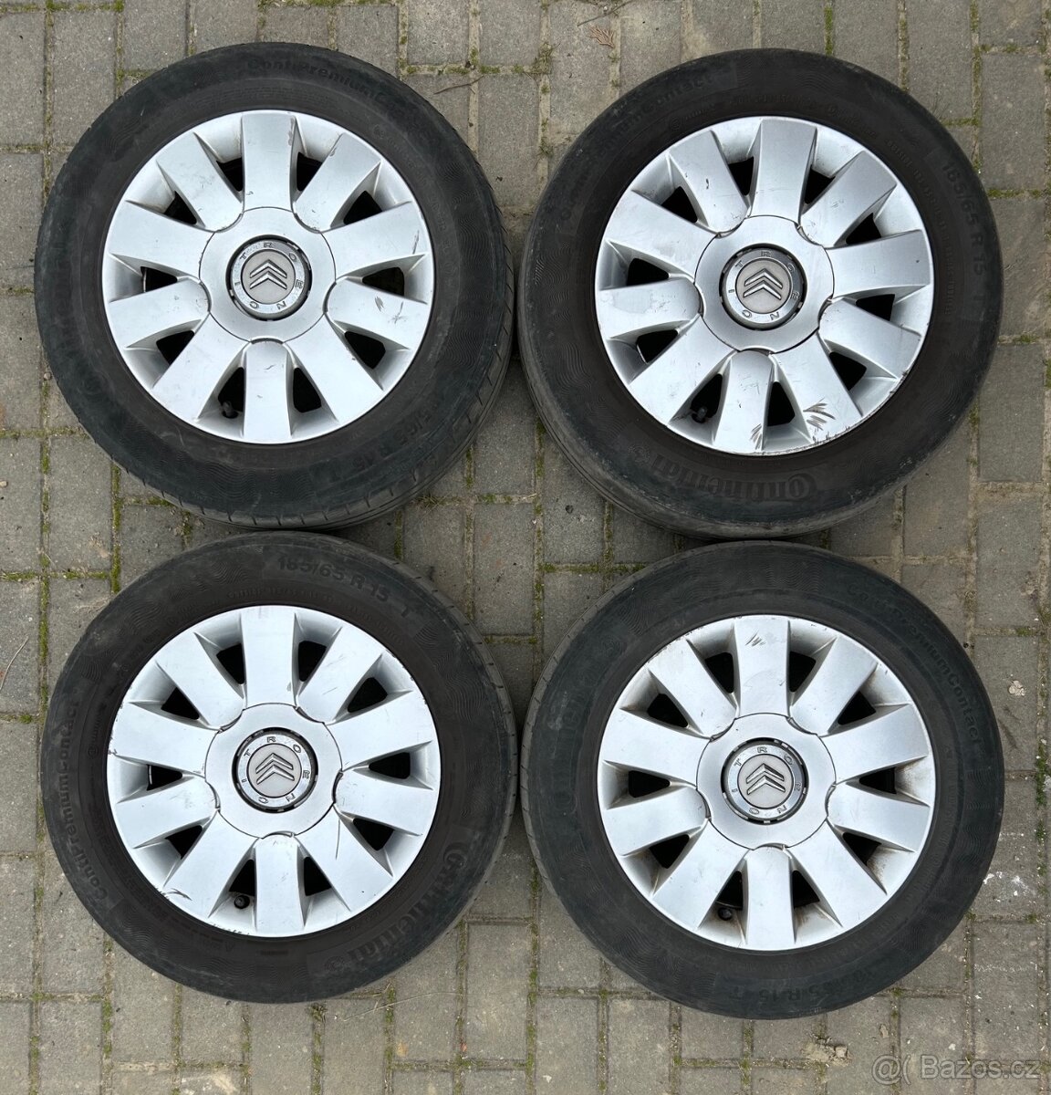 15" ALU Kola 4x108 Citroën + letní pneu Continental