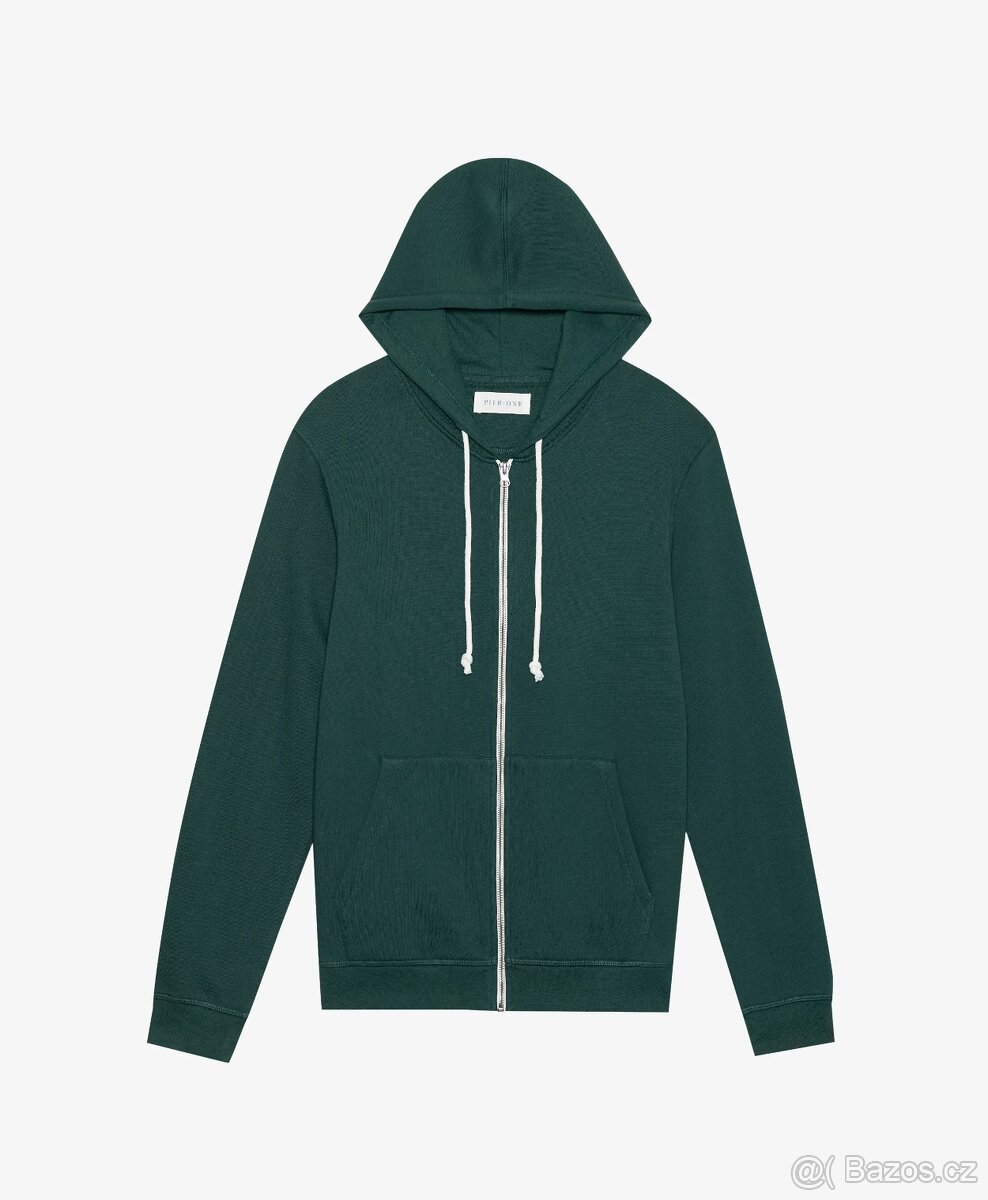 PIER ONE Pánská mikina na zip s kapucí Green XXL
