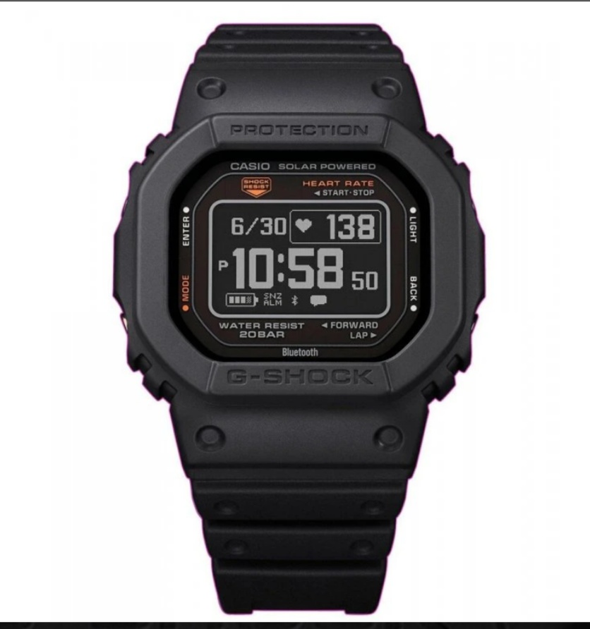 CASIO G-SHOCK, Odolné chytré hodinky, BT, Solar, HR, 20ATM
