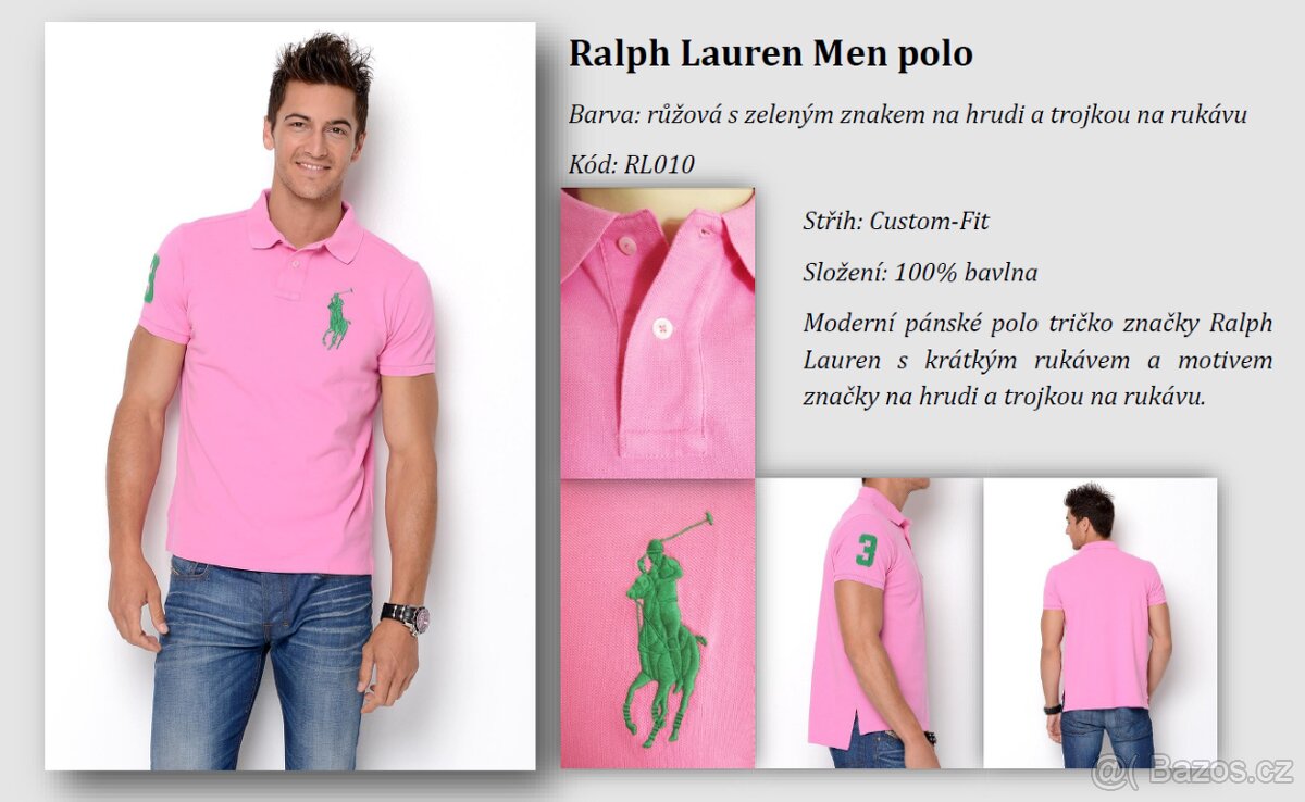 NOVÉ pánské polo triko Ralph Lauren: Růžové