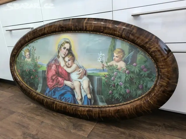 Starožitný oválný obraz