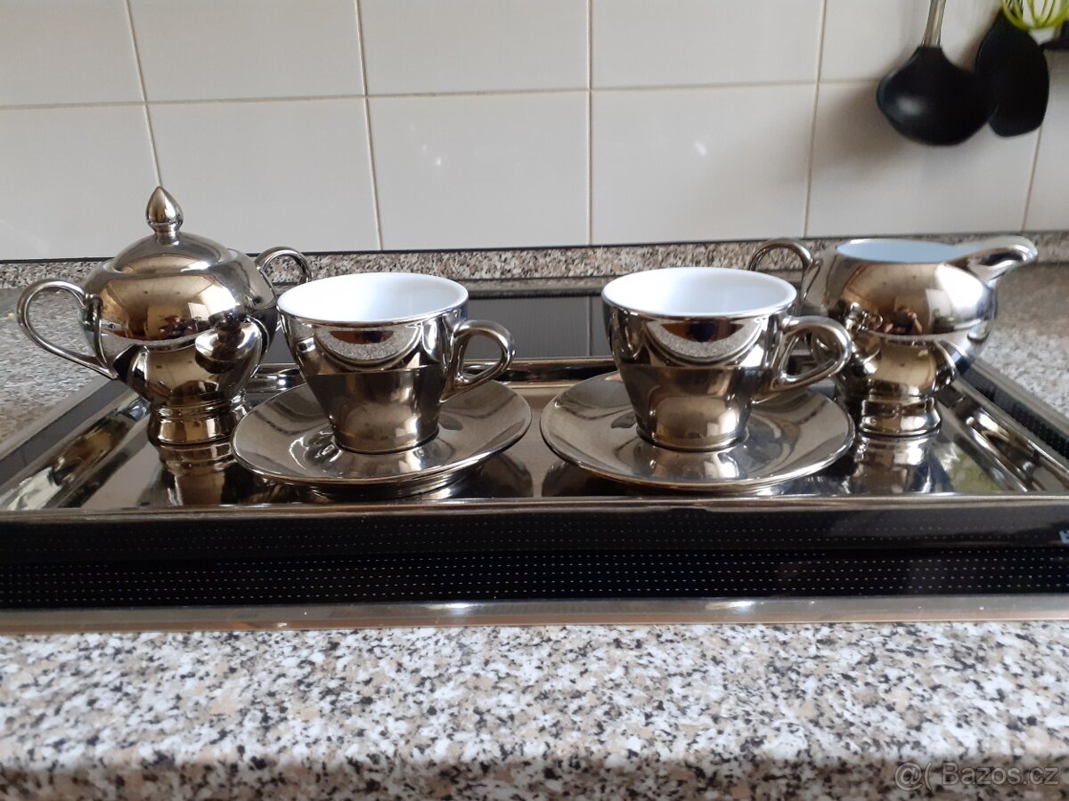 Sada postříbřená kávová