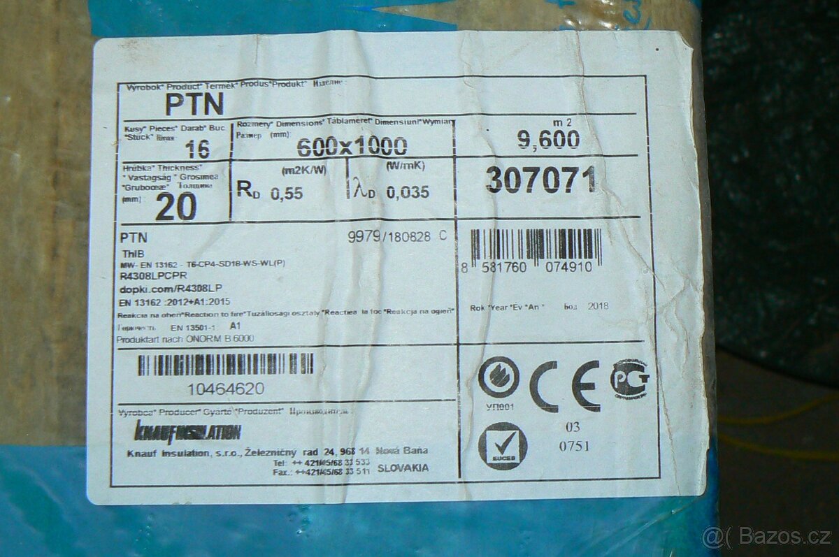 Prodám Tepelná izolace Knauf PTN 20 mm