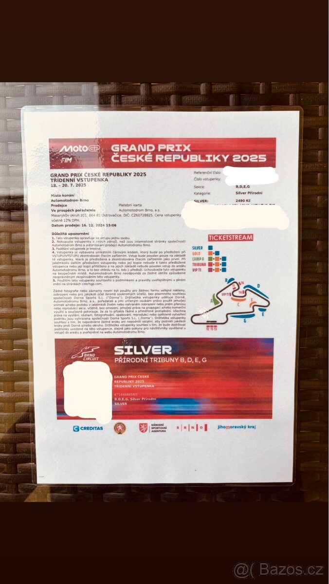 Grand Prix Brno – Silver vstupenka na tribuny B, D, E, G