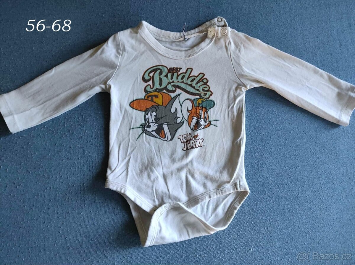 Kojenecké krémové body Tom a Jerry, vel. 62