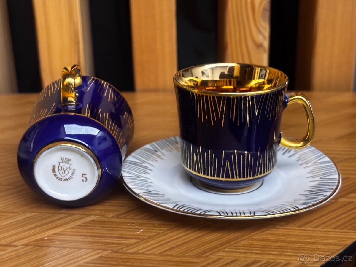 Keramický retro servis - modrý