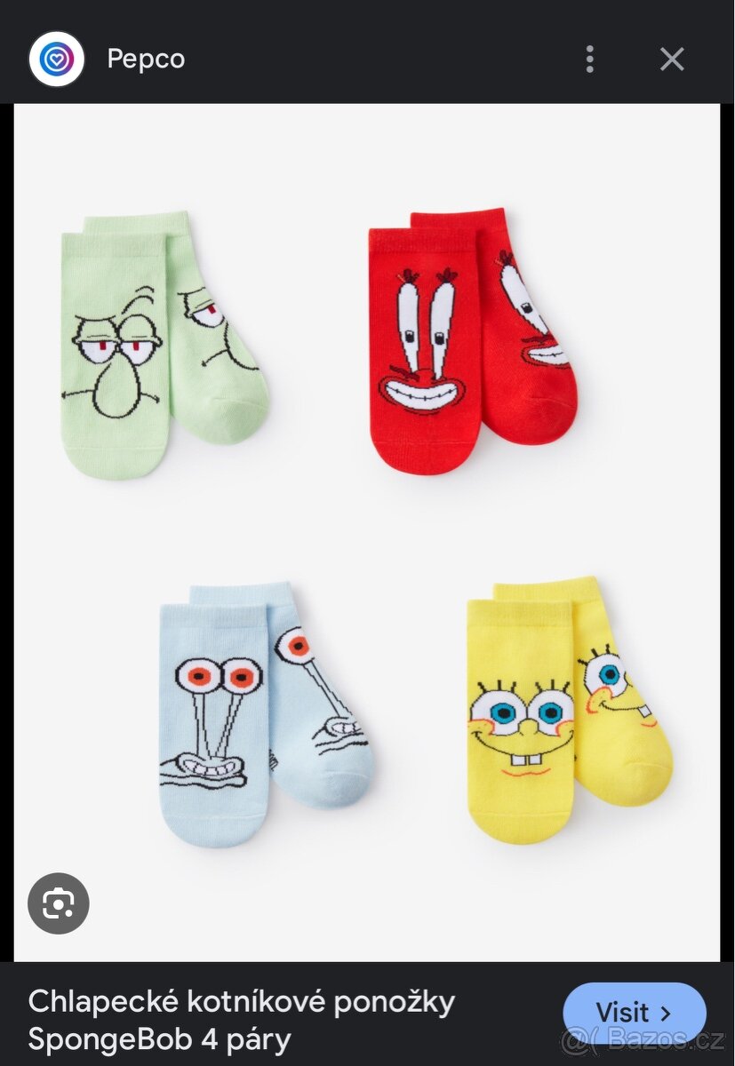 koupim ponozky spongebob pepco 23-30
