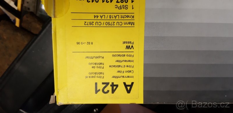 Kabinový filtr Passat B3,B4