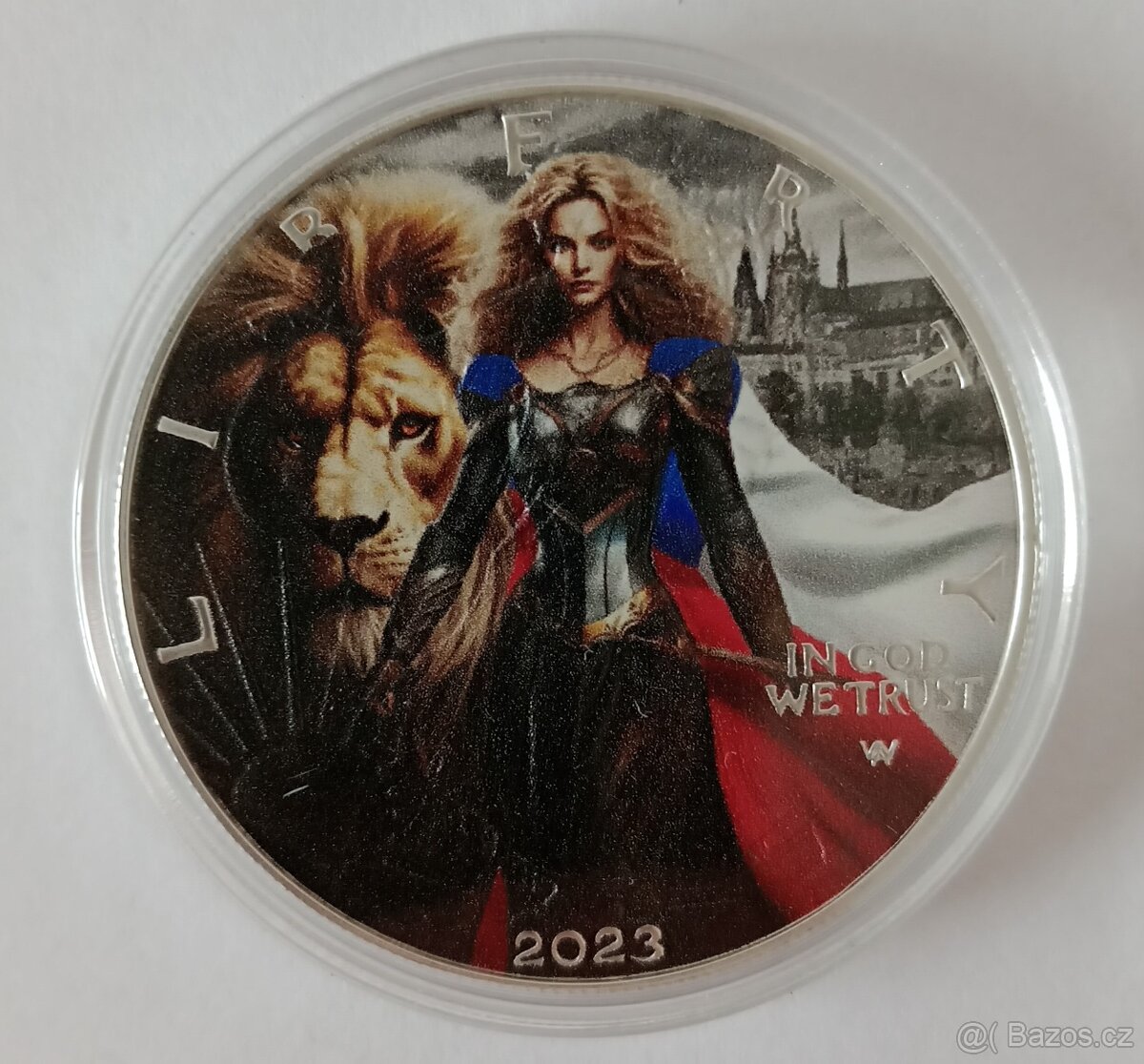 Stříbrná mince Český lev US Eagle 2023 kolor,1oz, číslován