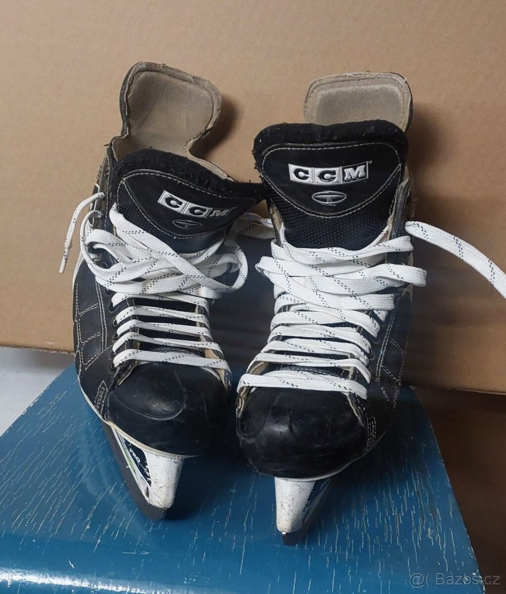 Hokejové brusle, chrániče, kalhoty, rukavice