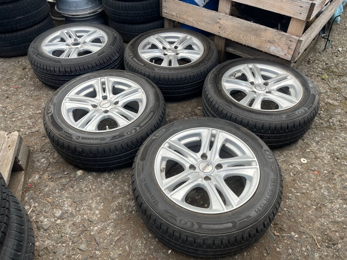 ALU kola 4x108 obuté na 195/60 R15 letní sada včetně rezervy