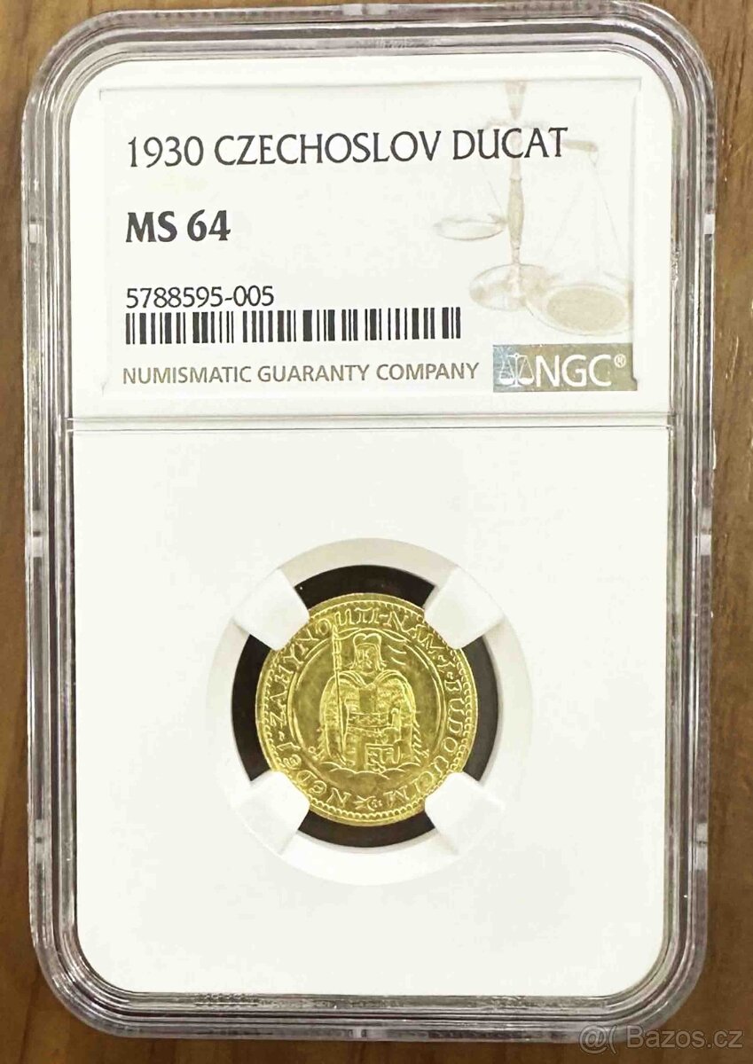 Svatováclavský dukát 1930, certifikace NGC MS 64