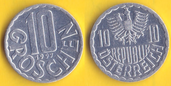 Mince Rakousko 10 groschen 1997 Al