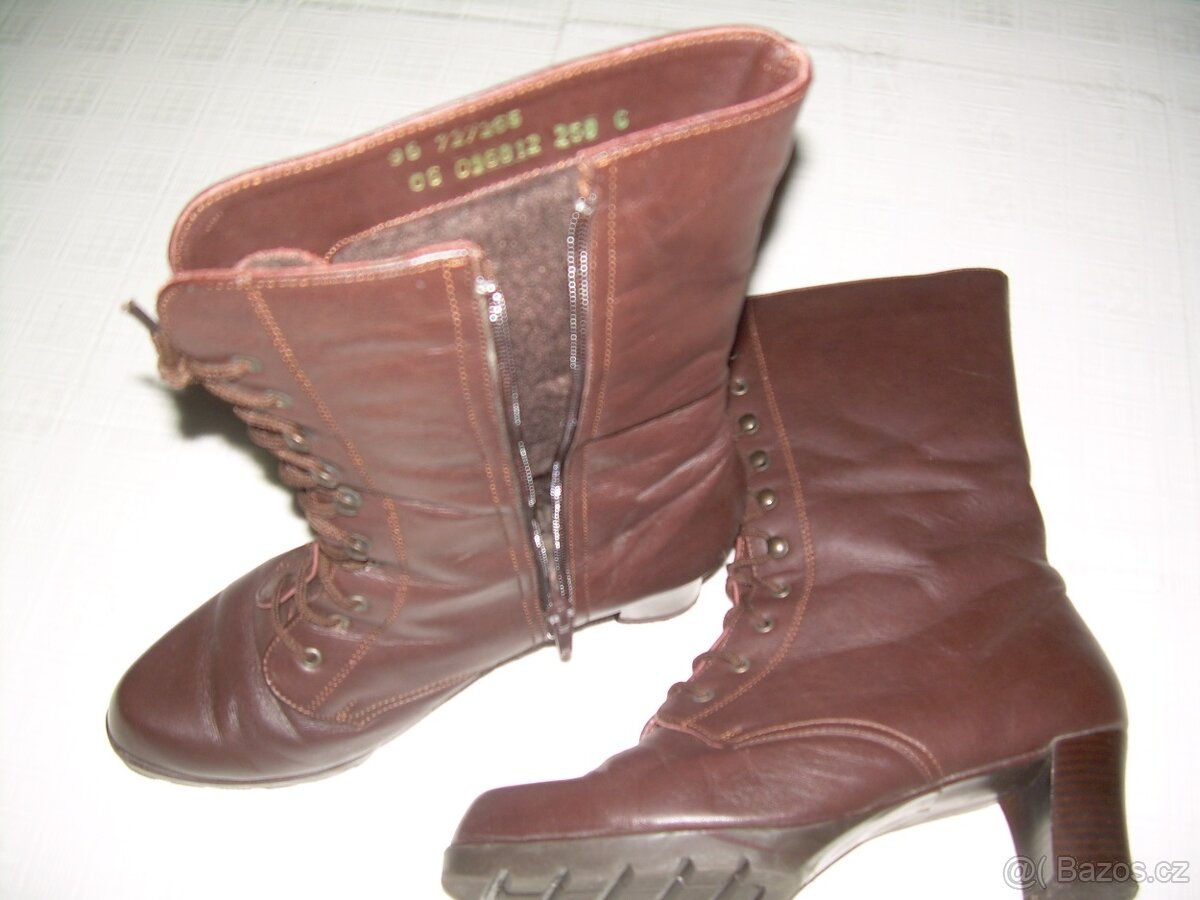 dámské kozačky kožené vel.38 černé a hnědé
