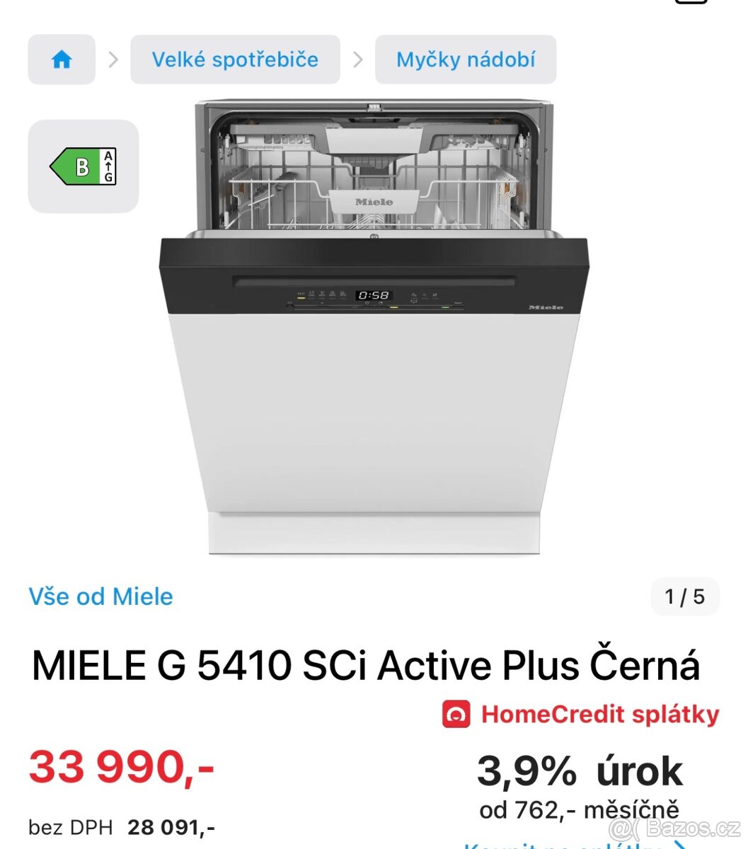 Myčka MIELE G 5410 SCi Active Plus Cerná