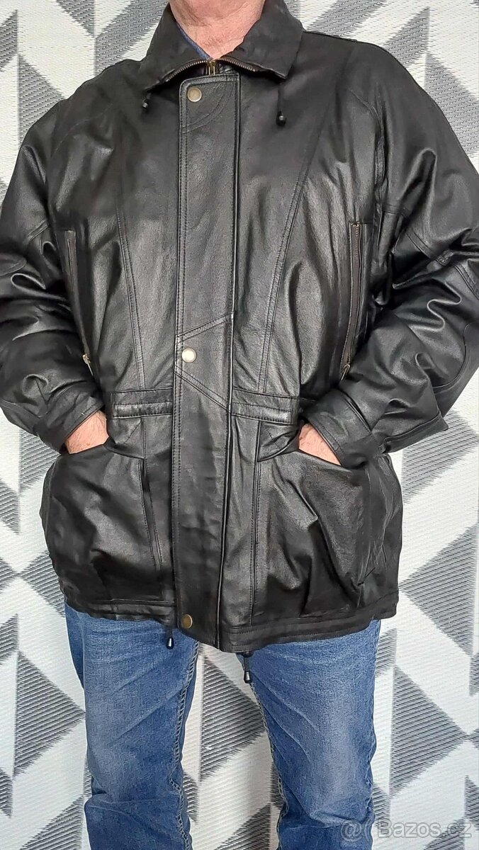 PÁNSKÁ KOŽENÁ BUNDA - PARKA - vel. 54